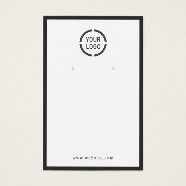 Black border custom logo white earring display (Front)