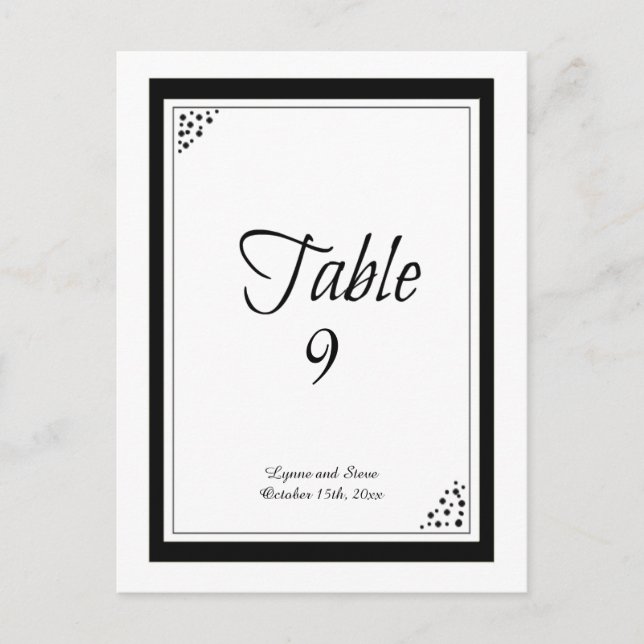 Black Border Dots Table Seating Card (Front)
