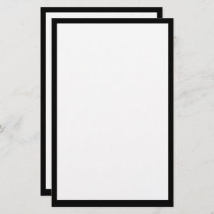 Black Border Edge Solid White Plain Custom Color Stationery