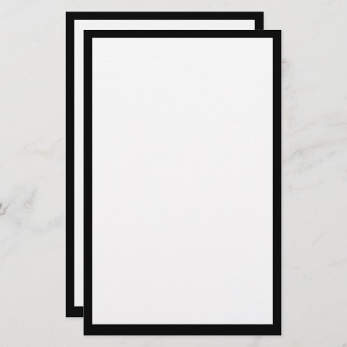 Black Border Edge Solid White Plain Custom Color Stationery