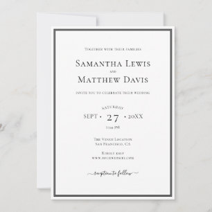 Black Border Elegant Formal All In One Wedding Invitation
