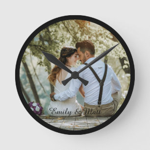 Black Border Frame for Uploaded Photo Wall Clock