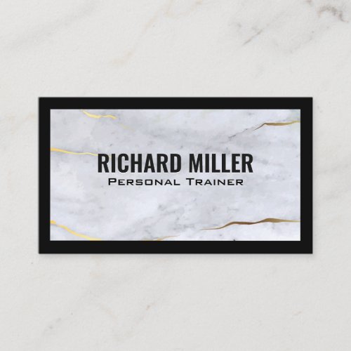 Black Border  Gold Marble Texture Background Business Card