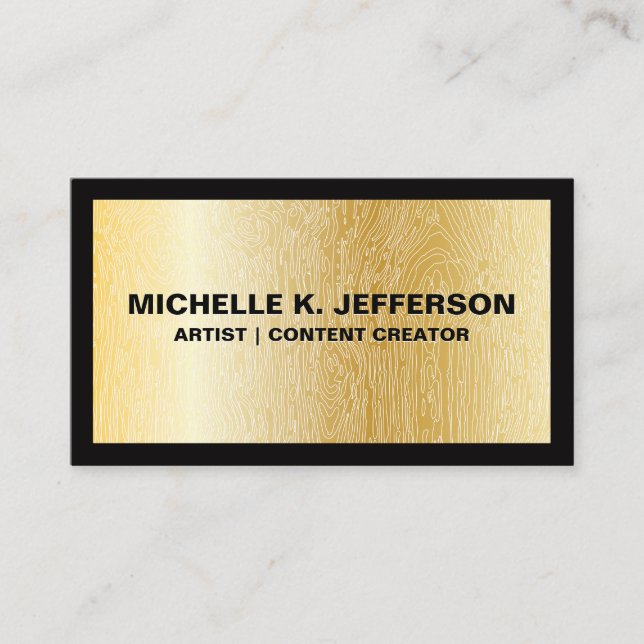 Black Border | Gold Natural Lines Business Card (Front)