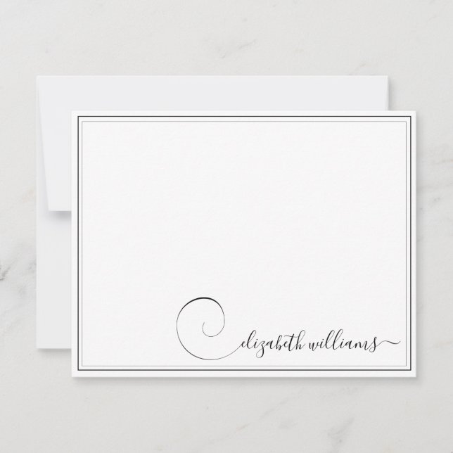 Black Border Handwritten Calligraphy Stationery Note Card (Front)