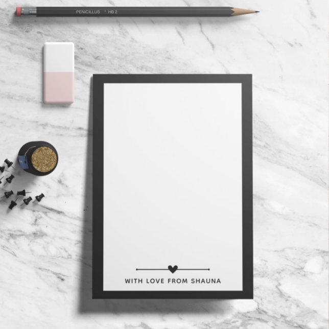 Black Border & Heart With Love From Name Post-it Notes (Creator Uploaded)