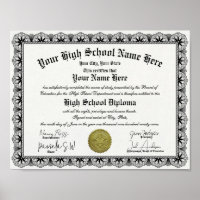 Black Border High School Diploma Replica