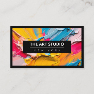 Black Border Modern Name Artwork Artist Art Studio Business Card
