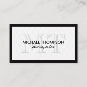 Black Border Monogram Elegant Diamond Pattern Business Card