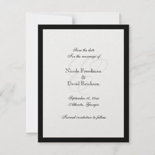 Black border monogram wedding announcement card