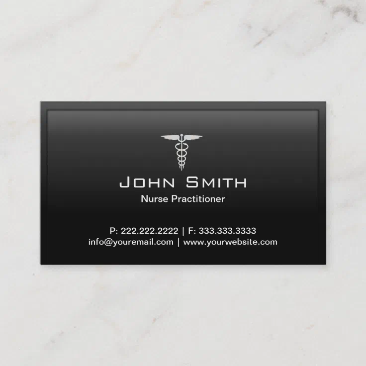 Black Border Nurse Practitioner Business Card Zazzle
