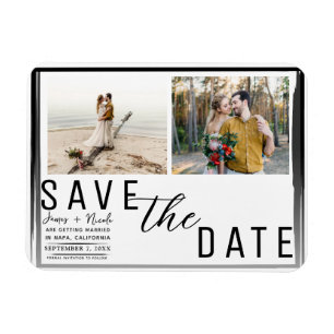 Black Border Overlay Photo Save the Date Wedding Magnet