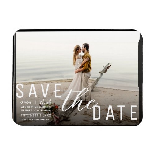 Black Border Overlay Photo Save the Date Wedding Magnet