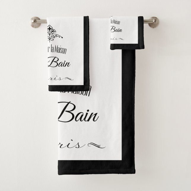 Black Border Paris Hotel Bath Towel Set (Insitu)