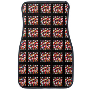 Black border patterned squares art designed car floor mat