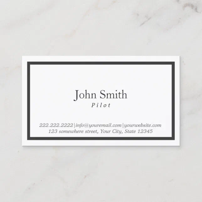 Black Border Pilot/Aviator Business Card Zazzle