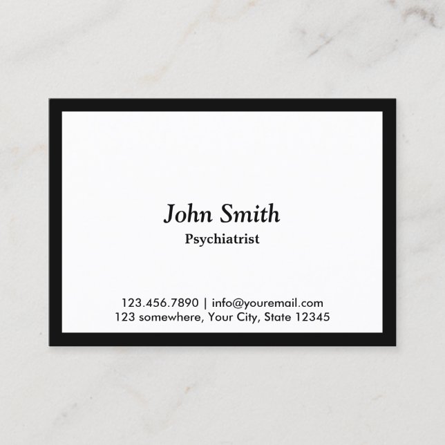 Black Border Psychiatrist Business Card (Front)