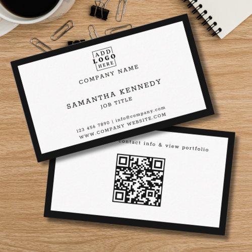Black Border QR Code Professional Custom Logo Business Card