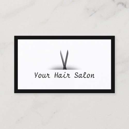 Black Border &amp; Scissor Hair Salon Business Card
