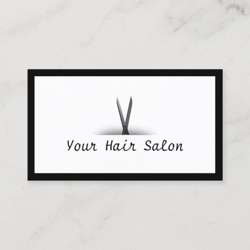Customizable Black Border &amp; Scissor Hair Salon Business Card