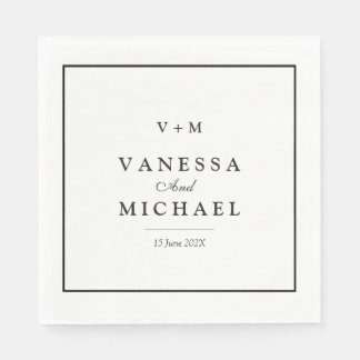 Black border simple unique wedding napkins
