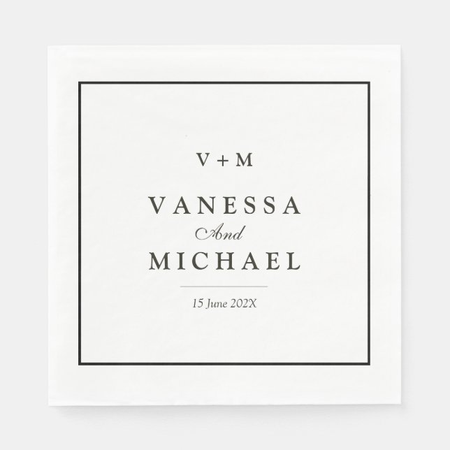 Black border simple unique wedding  napkins (Front)