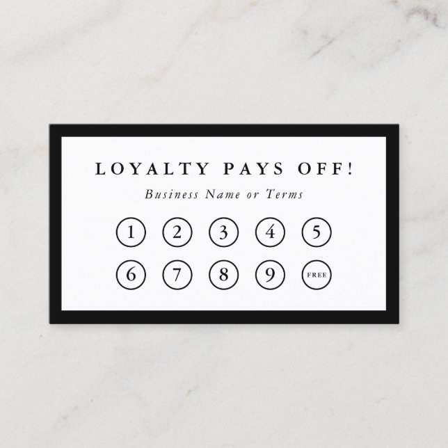Black Border Social Media Loyalty Punch Card (Front)