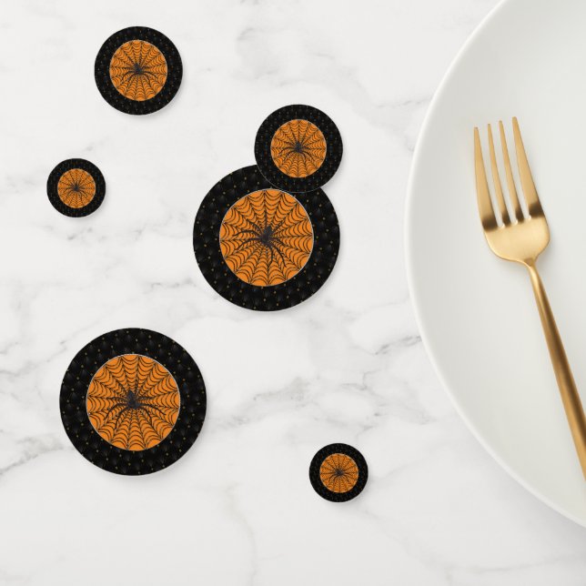 Black Border Spider Web And Black Spider Halloween Confetti (Group)
