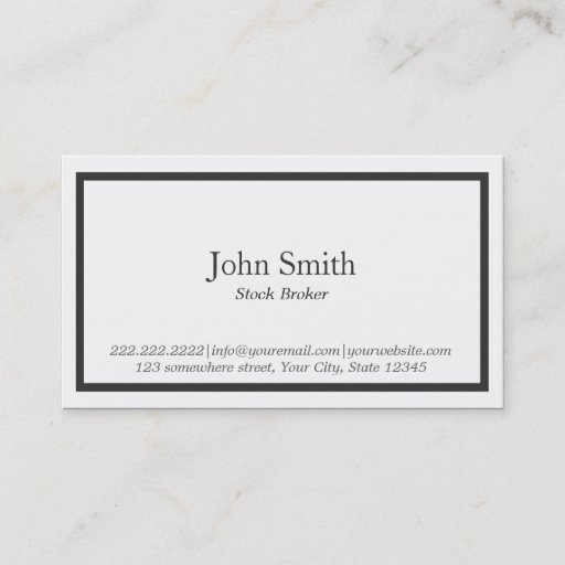 Customizable Black Border Stock Broker Business Card