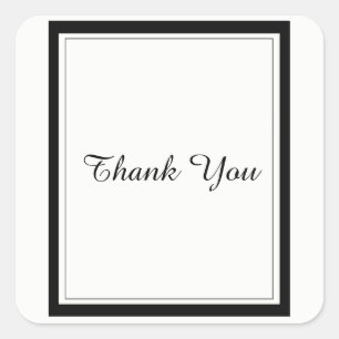 Black Border Thank You Square Sticker