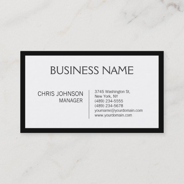 Black Border White Contemporary Business Card (Front)