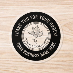 Black Border With Text Custom Logo Thank You Classic Round Sticker