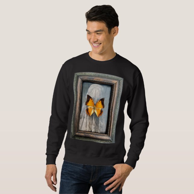 Black-Bordered Charaxes Butterfly Black Sweatshirt (Front Full)