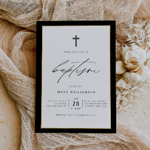 black borders baptism invitation