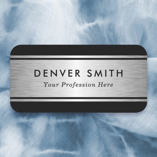 Black borders silver gray gradient name and title name tag