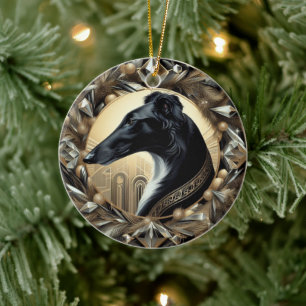 Black Borzoi Beauty Ornament