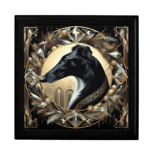 Black Borzoi Wreath Gift Box
