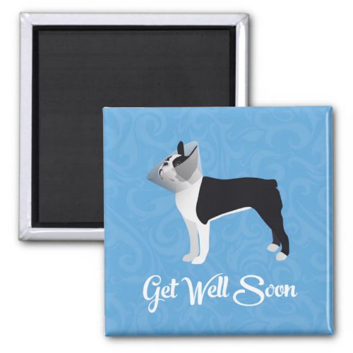Black Boston Terrier Get Well Soon Funny Dog Magnet