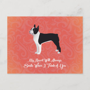 Black Boston Terrier My Heart Will Always Smile Postcard