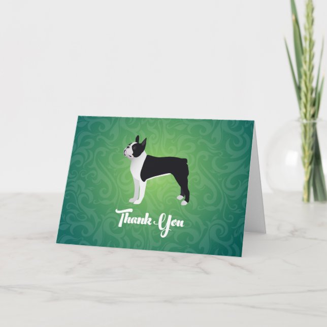 Black Boston Terrier Thank You Note Design (Front)