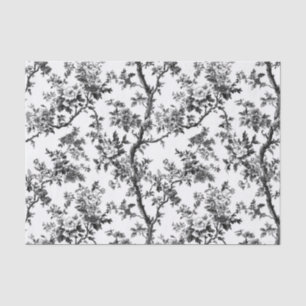 Black Botanical Branch Toile Tissue Paper