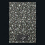 Black botanical elegant modern family gift decor kitchen towel<br><div class="desc">Sage green,  black,  brown green and gray elegant modern foliage eucalyptus watercolor botanical natural Christmas holiday gift decor. Simple,  clean elegant minimal design. With space for family name personalization.</div>