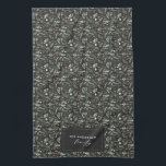 Black botanical elegant modern family gift decor kitchen towel<br><div class="desc">Sage green,  black,  brown green and gray elegant modern foliage eucalyptus watercolor botanical natural Christmas holiday gift decor. Simple,  clean elegant minimal design. With space for family name personalization.</div>