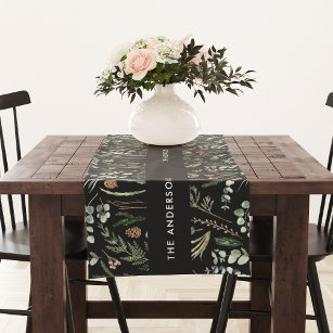 Black botanical elegant modern family gift decor m medium table runner