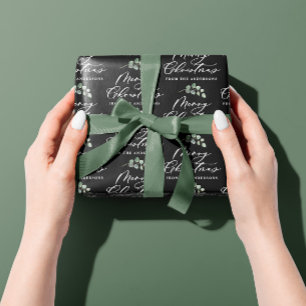 Black botanical elegant modern family gift wrap ti tissue paper