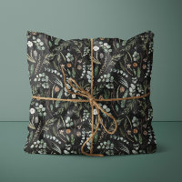 Black botanical elegant modern family gift wrap