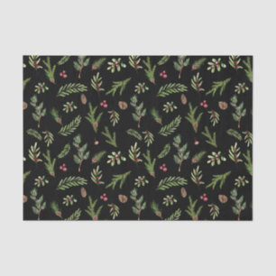 Black botanical elegant modern family gift wrap tissue paper