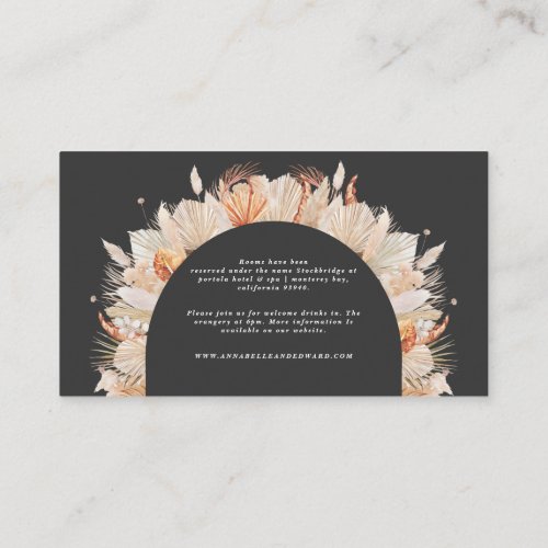 black botanical elegant pampas wedding details enclosure card