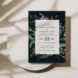 Black botanical floral elegant wedding details QR  Invitation<br><div class="desc">Rustic modern black navy blue chic watercolor floral wedding invite and details card. With beautiful navy blue,  black,  gray and sage green fern,  foliage,  grass and eucalyptus watercolor invitation and details card. This modern wedding invite is sure to set the style for your big day.</div>