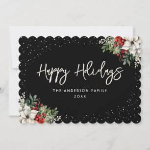 Black Botanical Holiday Card